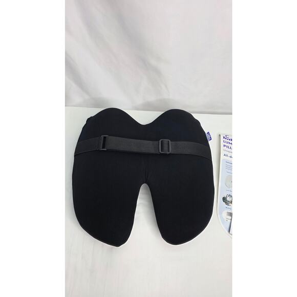 C CUSHION LAB Black Extra Dense Lumbar Pillow for Lower Back Pain Relief w Strap - Picture 2 of 14